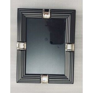 Art Deco Picture Frame Silver Tone Accents 8.5"x6.5" for 4.5"x6.5" Photo